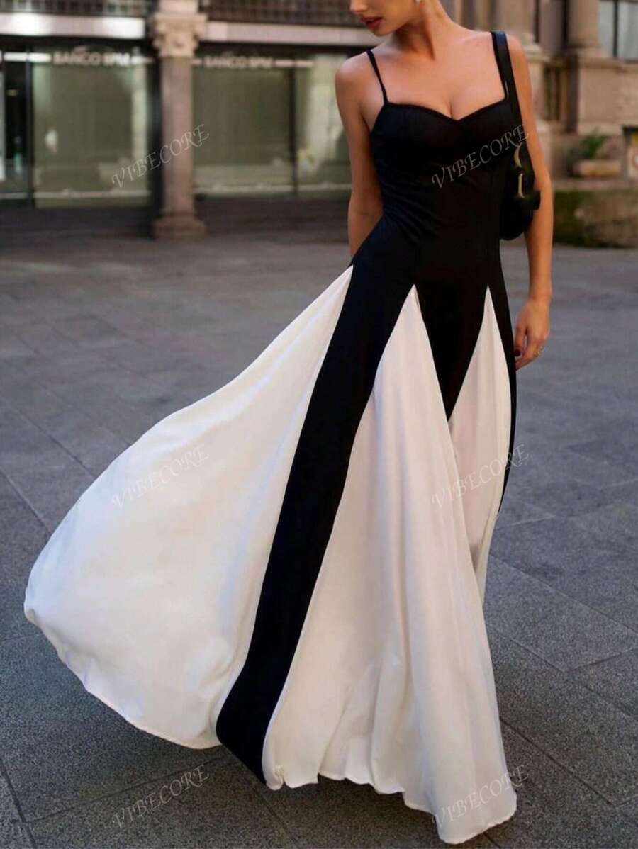 Women Fashion Patchwork Sexy Long Dress Elegant Summer Party Vacation Festival Clothes