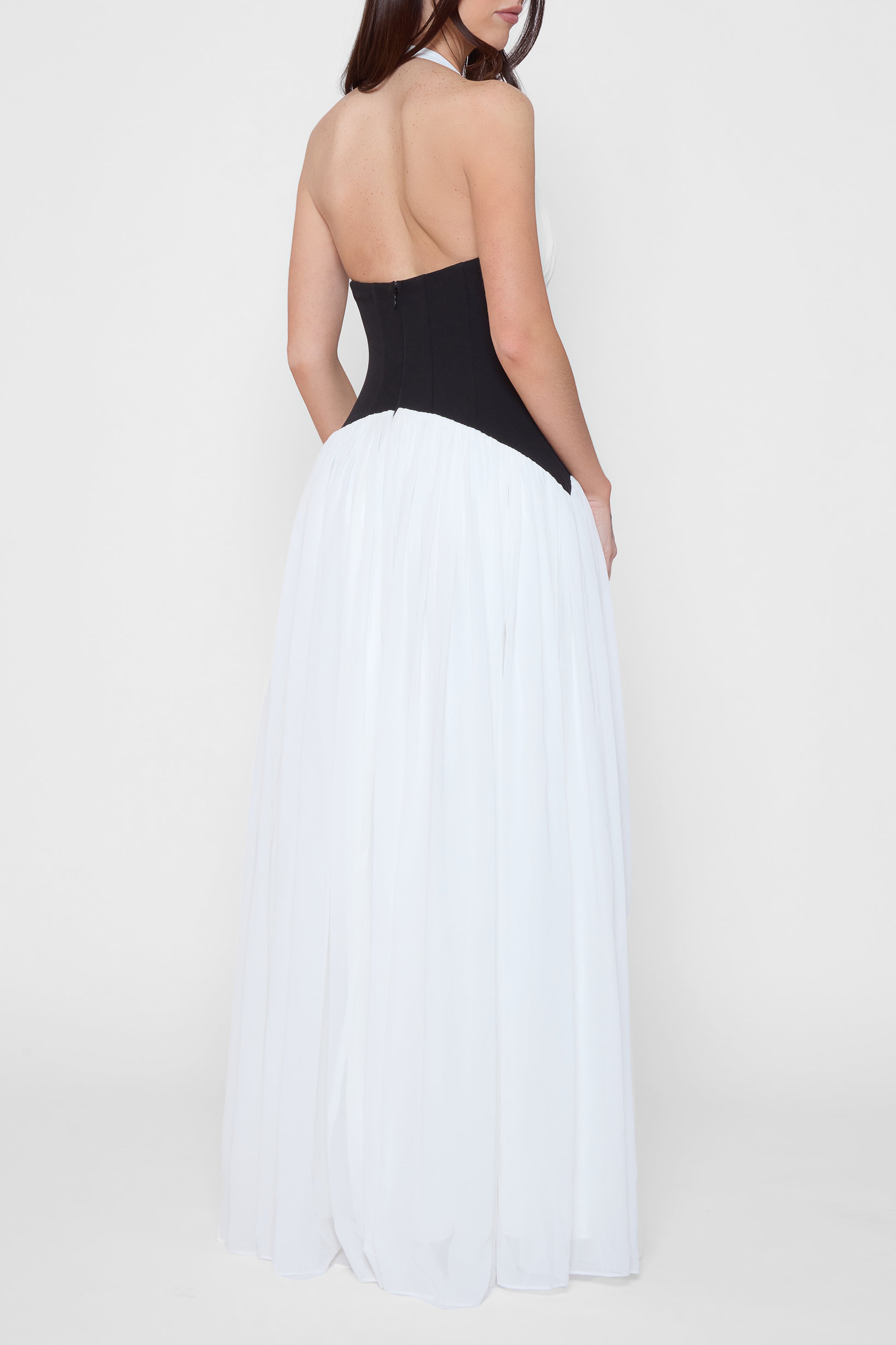 Harlowe Contrast Corset Maxi Dress - White